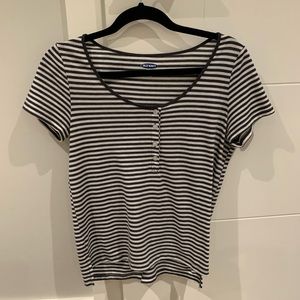 This is a extra small black and white striped t-shirt